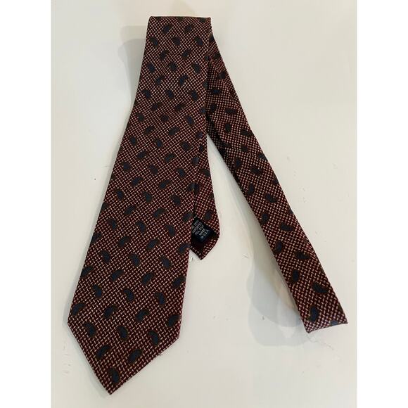 Embassy Row Men's Silk Neck Tie Hand Sewn Made in USA Brown Blue Paisley JL - Picture 6 of 8